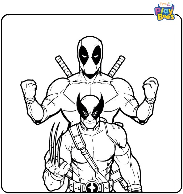 Deadpool and Wolverine Coloring Page
