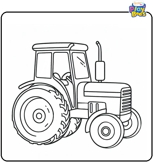 Easy Tractor Coloring Page