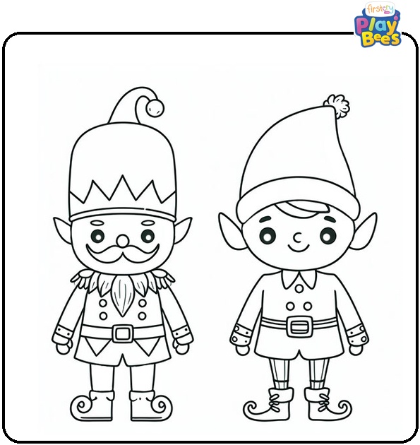 Elf and Nutcracker Coloring Page Elf and Nutcracker Coloring Page