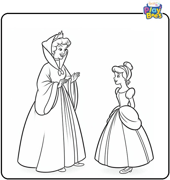 Fairy Godmother and Cinderella Coloring Page Fairy Godmother and Cinderella Coloring Page