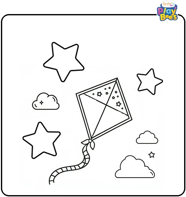 Flying Star Kite Coloring Page