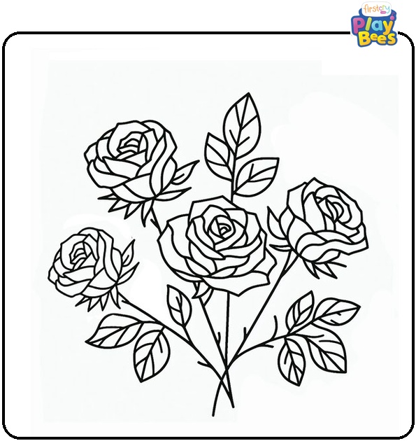 Four Pretty Roses Coloring Page