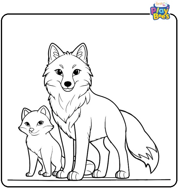 Fox and Wolf Coloring Page Fox and Wolf Coloring Page