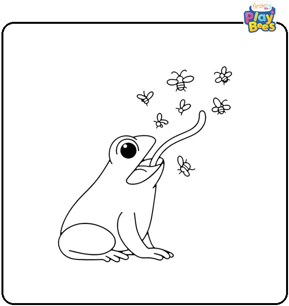 Frog Catching Flies Coloring Page Frog Catching Flies Coloring Page