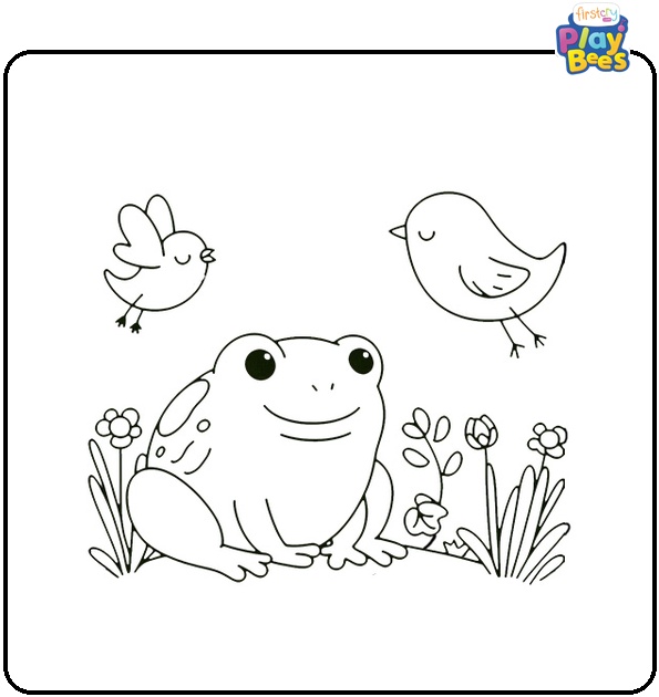 Frog and Bird Coloring Page Frog and Bird Coloring Page