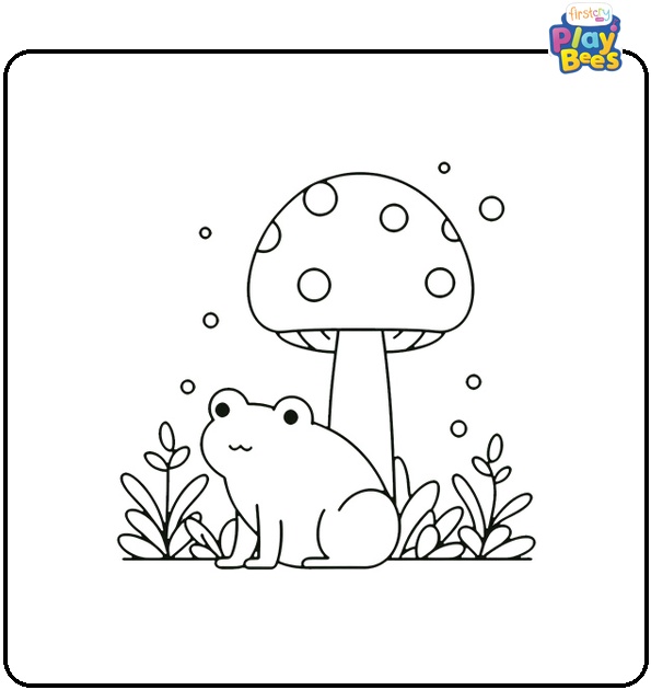 Frog and Mushroom Coloring Page Frog and Mushroom Coloring Page