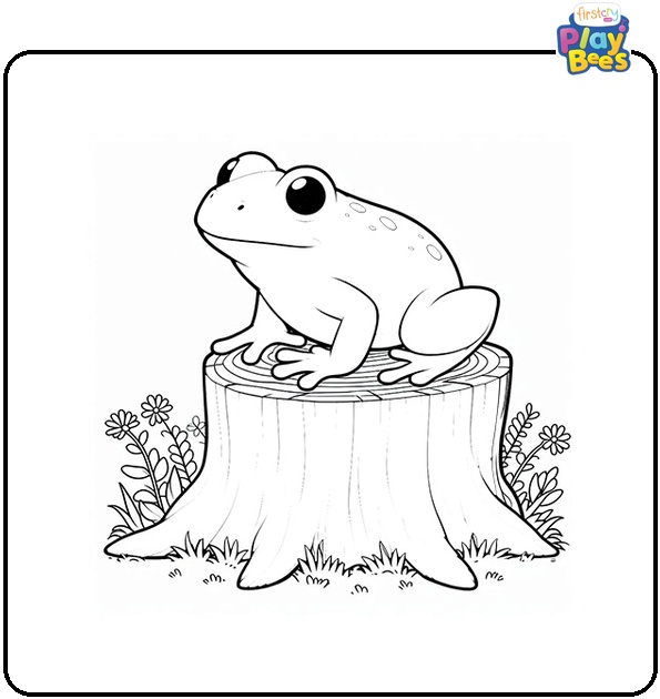 Frog on a Stump Coloring Page Frog on a Stump Coloring Page