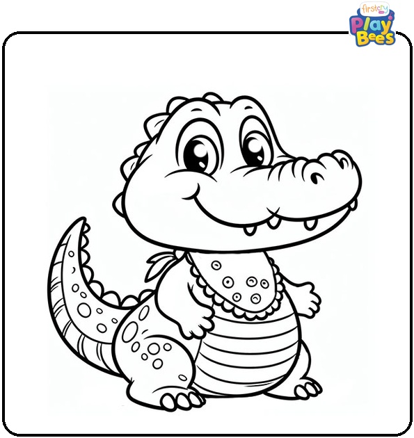 Full Alligator with Bib Coloring Page Full Alligator with Bib Coloring Page