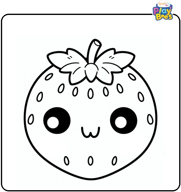 Funny Face Strawberry Coloring Page