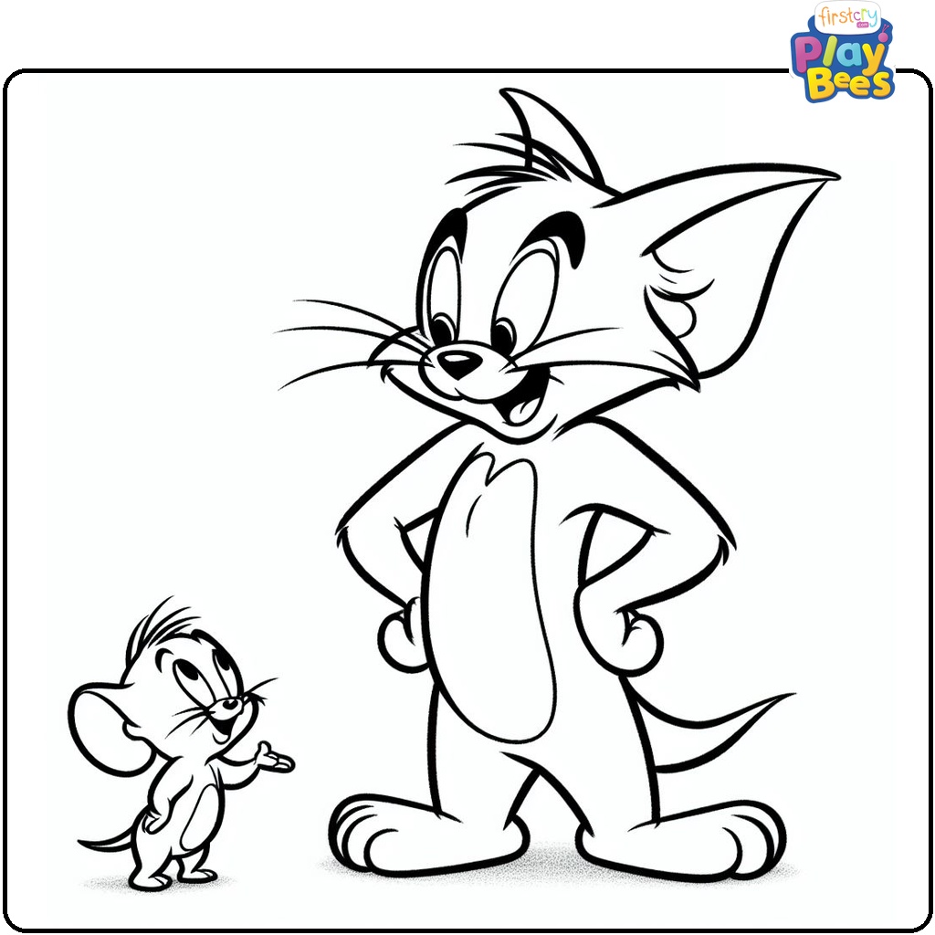 Funny Tom and Jerry Coloring Page
