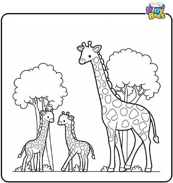 Giraffe Family Coloring Page Giraffe Family Coloring Page