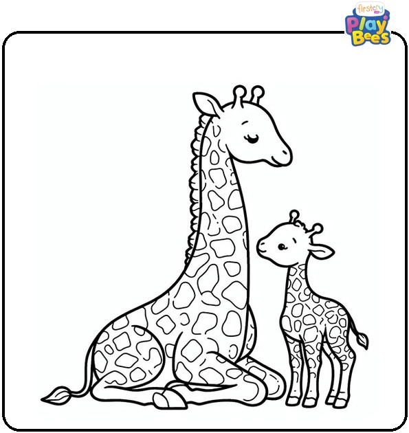 Giraffe Mom and Giraffe Baby Coloring Page Giraffe Mom and Giraffe Baby Coloring Page
