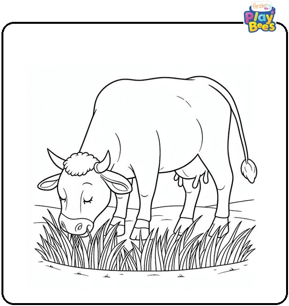 Grass Eating Cow Coloring Page Grass Eating Cow Coloring Page