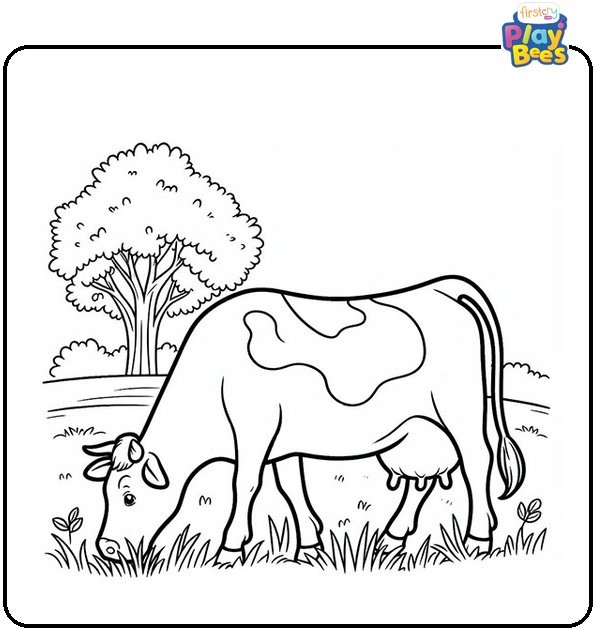 Grazing Cow Coloring Page Grazing Cow Coloring Page