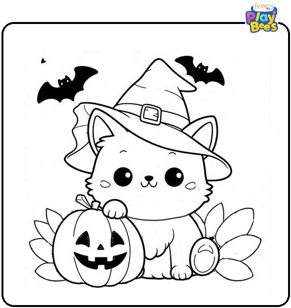 Halloween Cat Coloring Page Halloween Cat Coloring Page