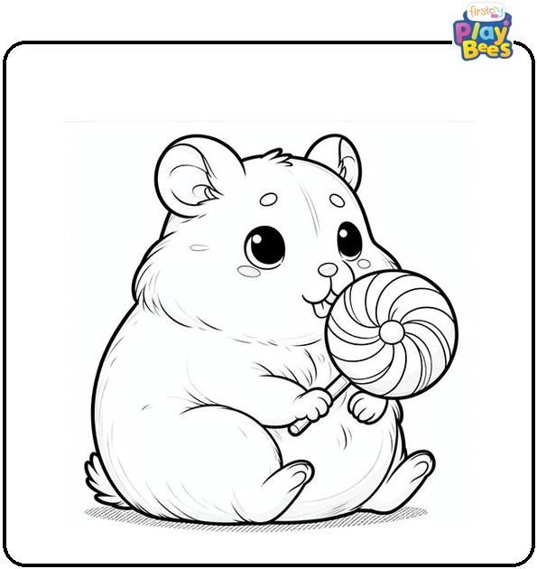 Hamster Eating Candy Coloring Page Hamster Eating Candy Coloring Page