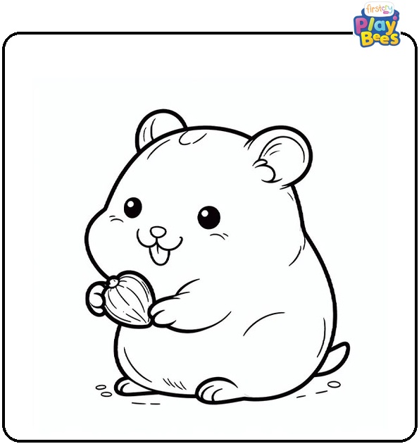 Hamster Holds a Seed Coloring Page Hamster Holds a Seed Coloring Page