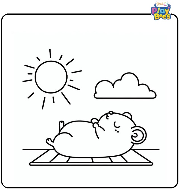 Hamster Sunbathing Coloring Page Hamster Sunbathing Coloring Page