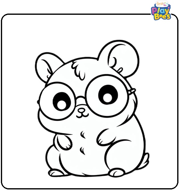 Hamster With Glasses Coloring Page Hamster With Glasses Coloring Page