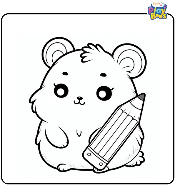 Hamster With Pencil Coloring Page Hamster With Pencil Coloring Page