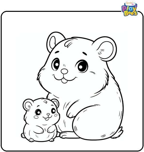 Hamster and Baby Coloring Page Hamster and Baby Coloring Page