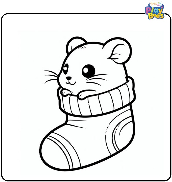 Hamster in a Sock Coloring Page Hamster in a Sock Coloring Page