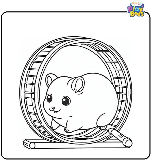 Hamster on a Wheel Coloring Page Hamster on a Wheel Coloring Page