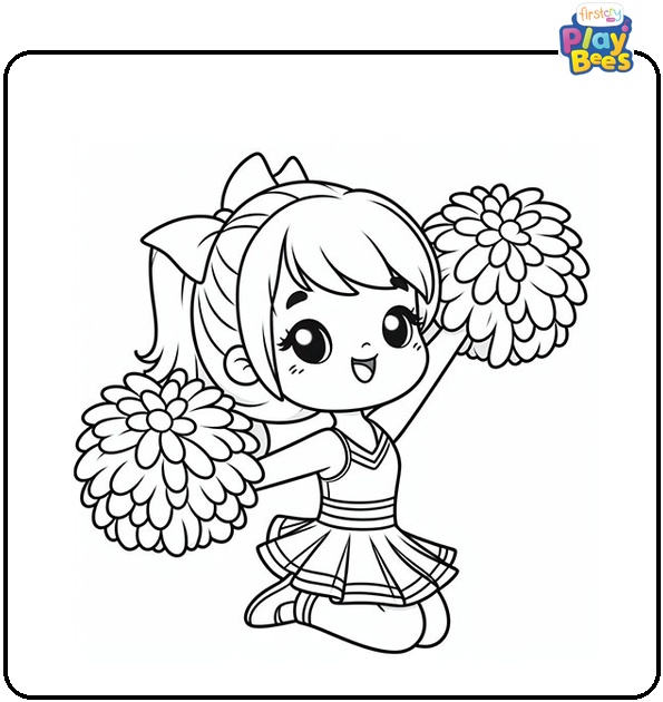 Happy Cheerleader Coloring Page