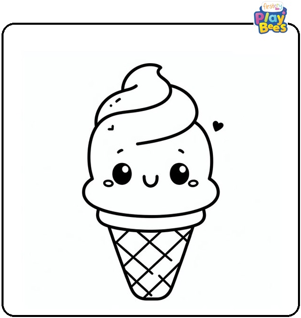 Happy Ice Cream Coloring Page