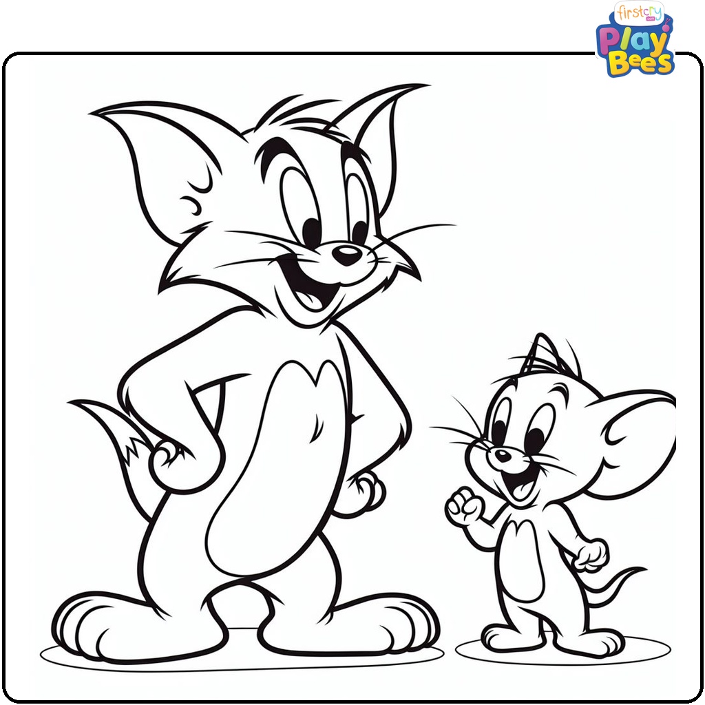 Happy Tom and Jerry Coloring Page