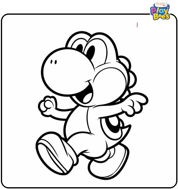 Happy Yoshi Coloring Page