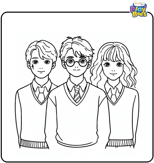 Harry Potter And Friends Coloring Page