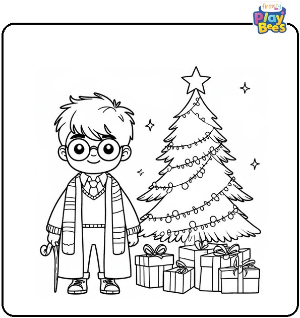 Harry Potter Christmas Coloring Page