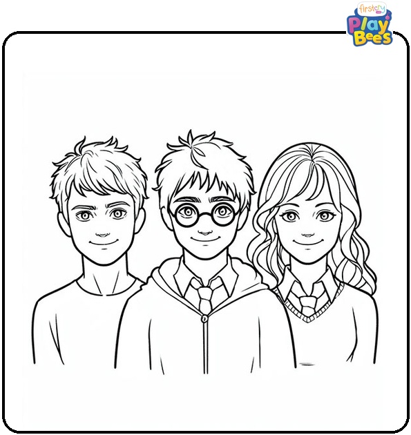 Harry Potter Trio Friends Coloring Page