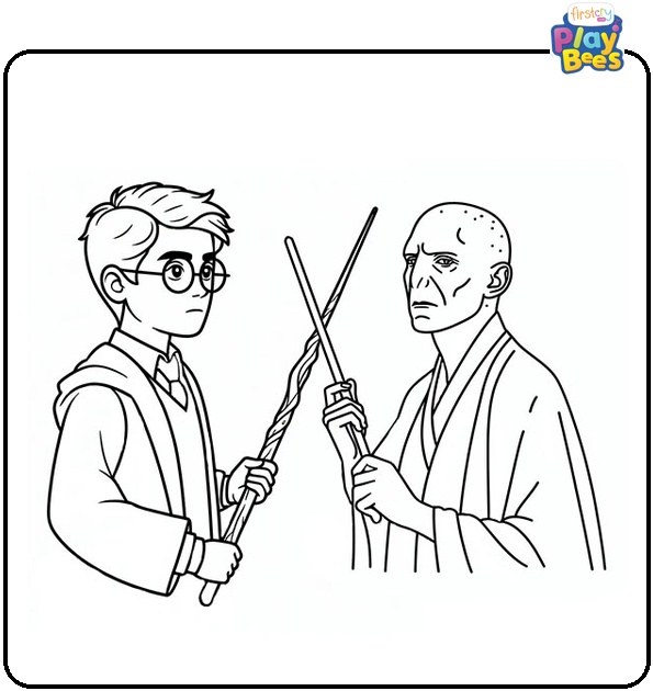 Harry Potter Vs Voldemort Coloring Page