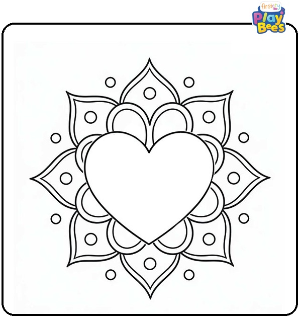 Heart Mandala Coloring Page