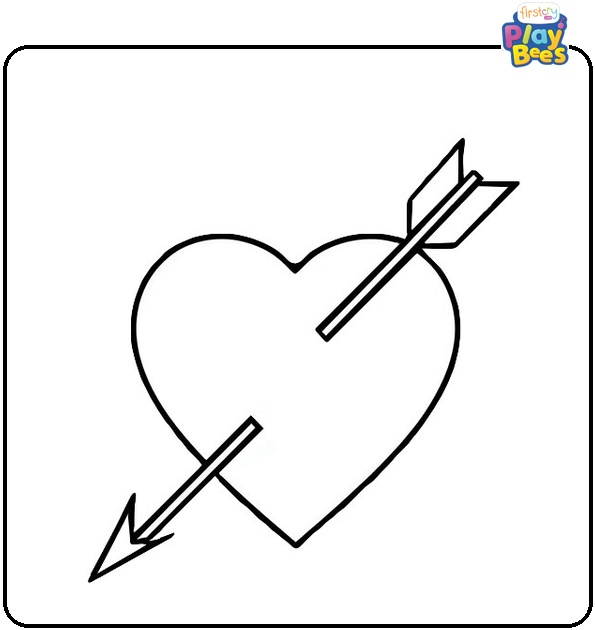 Heart with Arrow Coloring Page