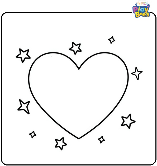 Heart With Stars Coloring Page