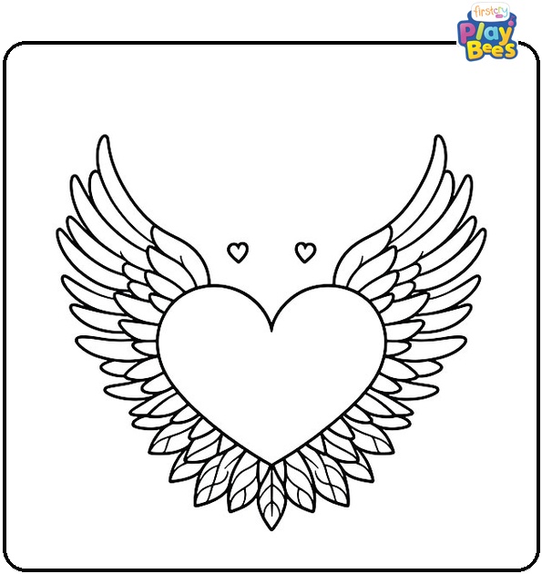 Heart with Wings Coloring Page
