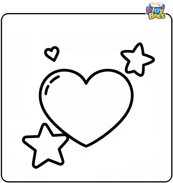Hearts And Stars Coloring Page