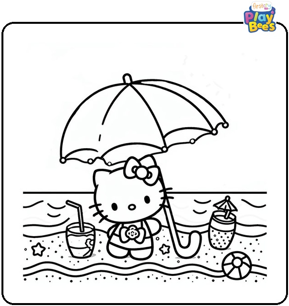 Hello Kitty Beach Coloring Page Hello Kitty Beach Coloring Page