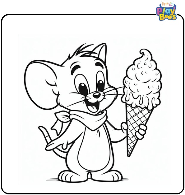 Jerry With Ice Cream Coloring Page