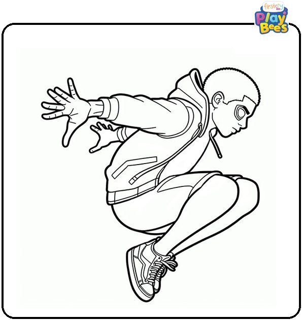 Jumping Miles Morales Coloring Page