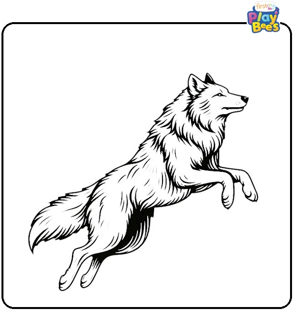 Jumping Wolf Coloring Page Jumping Wolf Coloring Page