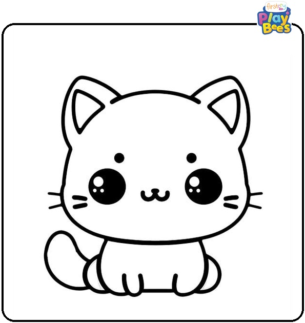Kawaii Cat Coloring Page Kawaii Cat Coloring Page