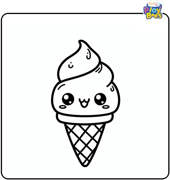 Kawaii Ice Cream Coloring Page