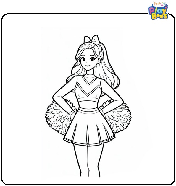 Kim as Cheerleader Coloring Page
