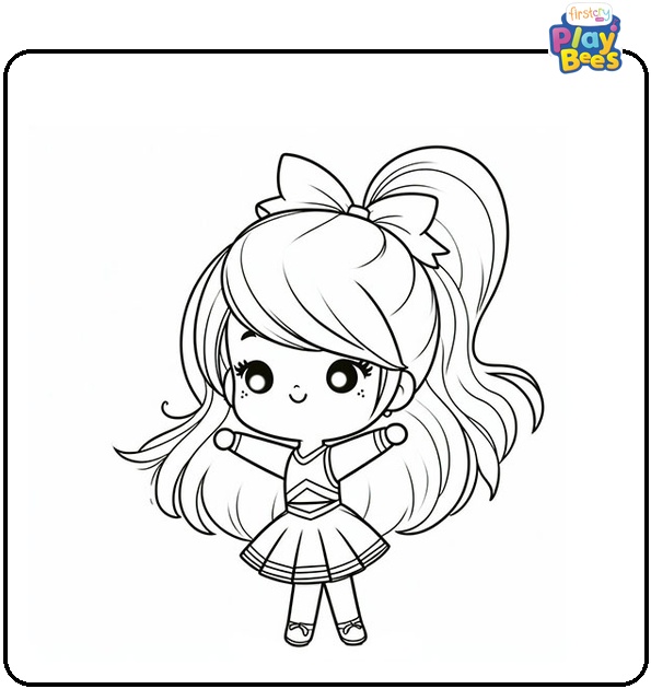 Little Girl as a Cheerleader Coloring Page