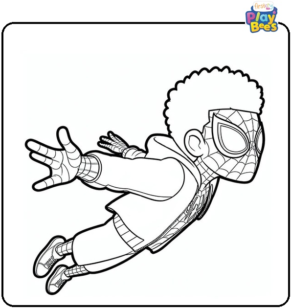 Miles Morales Flies Coloring Page