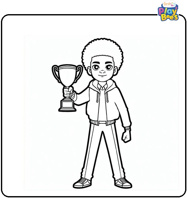 Miles Morales with a Trophy Coloring Page